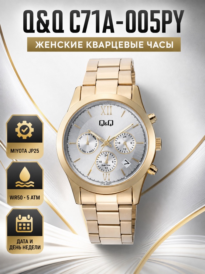 Карточка для маркетплейса: женские кварцевые часы Q&Q